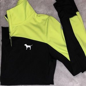 PINK Neon yellow and black xs quarter zip